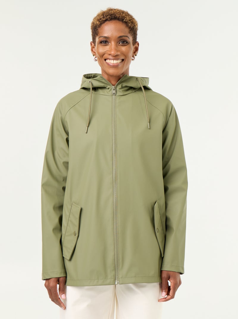 Waterafstotende parka met capuchon Groen - Kiabi