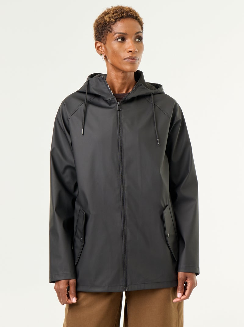 Waterafstotende parka met capuchon Zwart - Kiabi