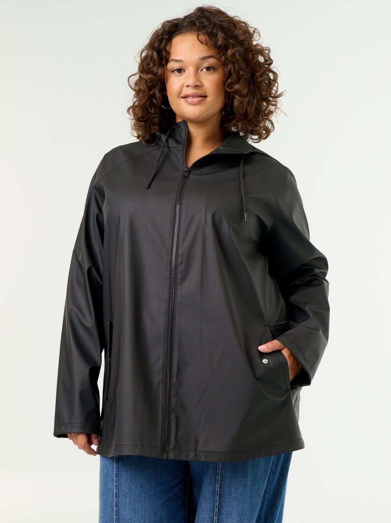 Waterafstotende parka met capuchon Zwart - Kiabi