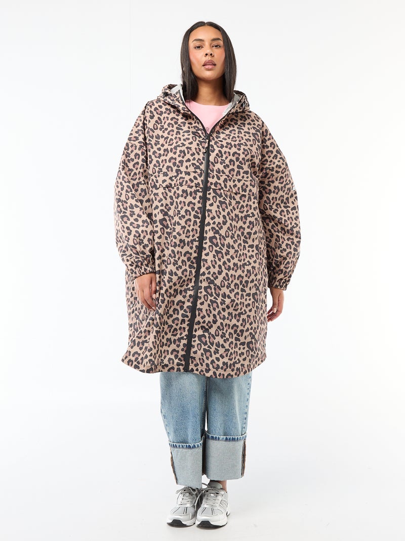 Waterafstotende regenponcho met kap Biege - Kiabi