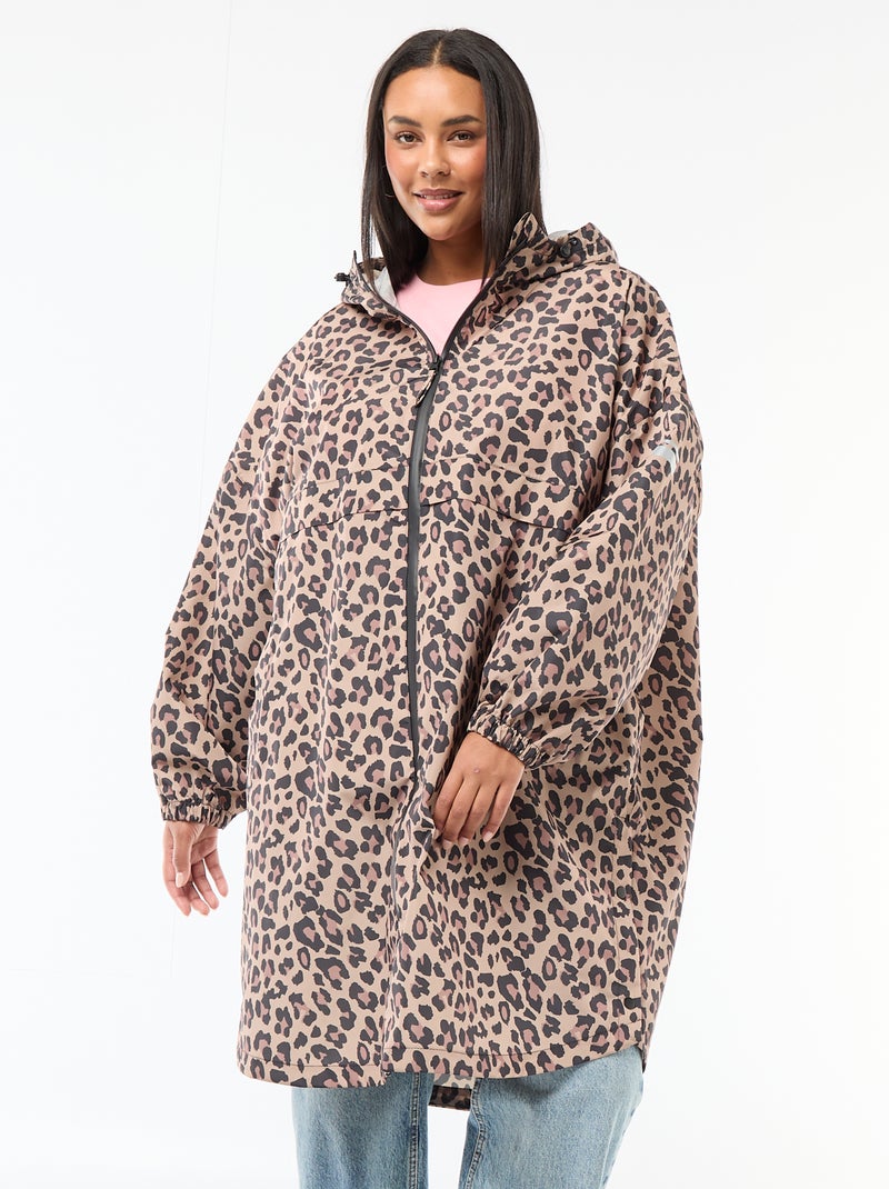 Waterafstotende regenponcho met kap Biege - Kiabi