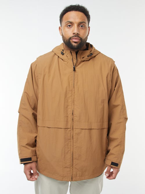 Waterdicht windjack met capuchon en afneembare mouwen - Kiabi