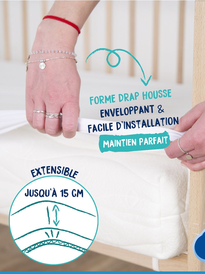 Waterdichte matrasbeschermer voor baby's WIT - Kiabi