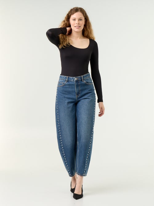 Wide fit jeans met decoratieve studs - Kiabi