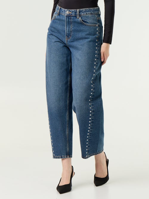 Wide fit jeans met decoratieve studs - Kiabi