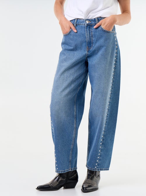 Wide fit jeans met decoratieve studs - Kiabi