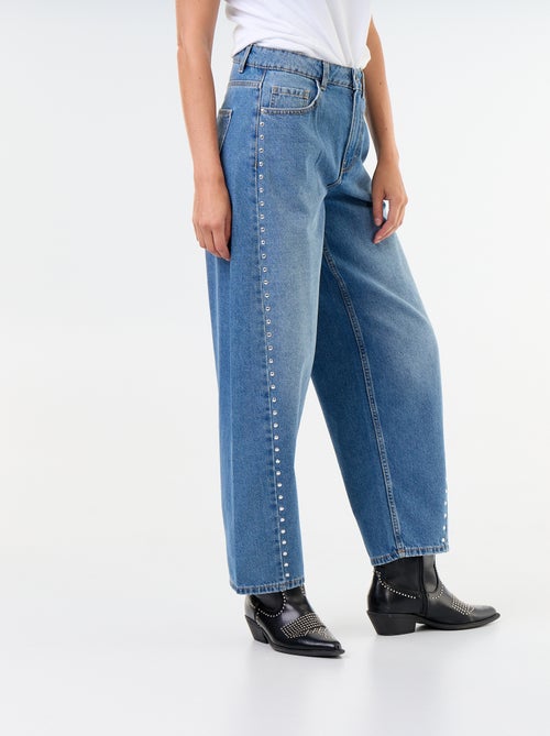 Wide fit jeans met decoratieve studs - Kiabi