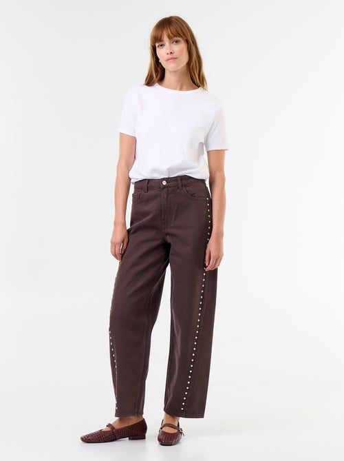 Wide fit jeans met decoratieve studs - Kiabi