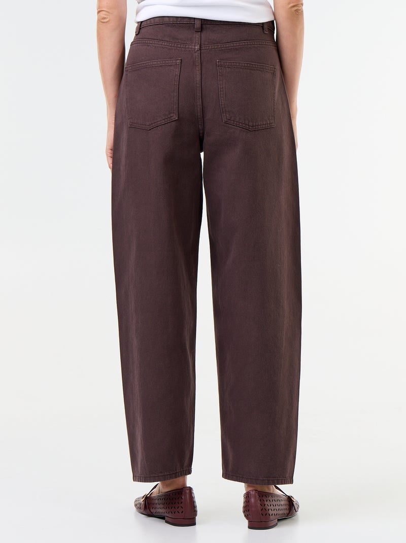 Wide fit jeans met decoratieve studs Bruin - Kiabi