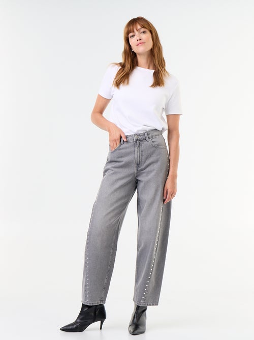 Wide fit jeans met decoratieve studs - Kiabi