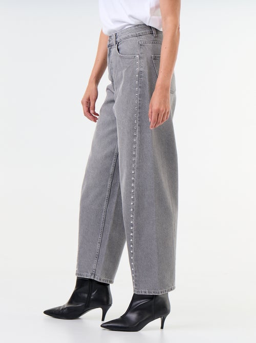 Wide fit jeans met decoratieve studs - Kiabi