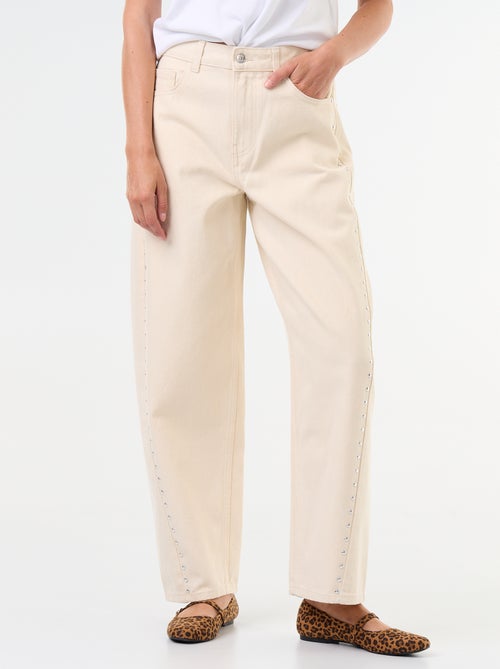 Wide fit jeans met decoratieve studs - Kiabi