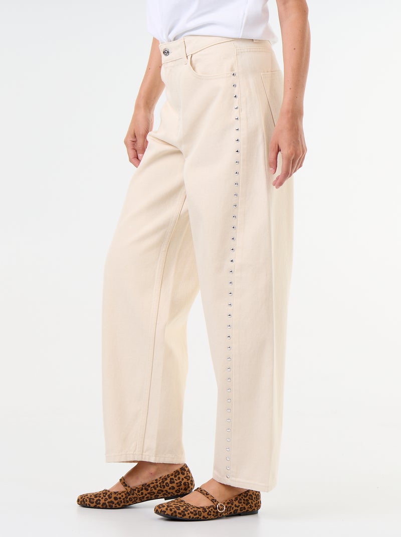 Wide fit jeans met decoratieve studs Wit - Kiabi