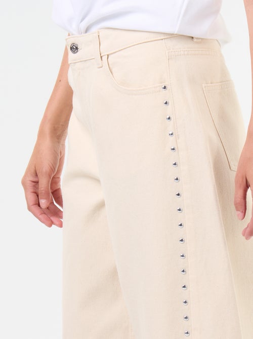 Wide fit jeans met decoratieve studs - Kiabi