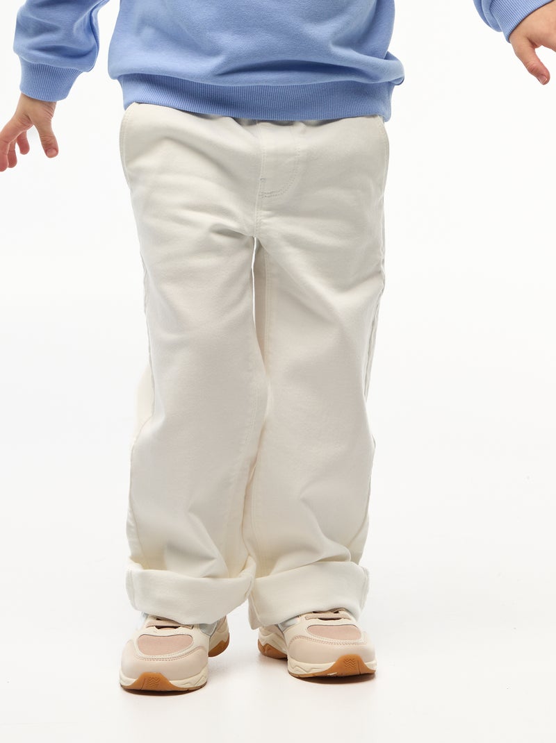 Wide leg-broek - collectie gemakkelijk aan te trekken WIT - Kiabi
