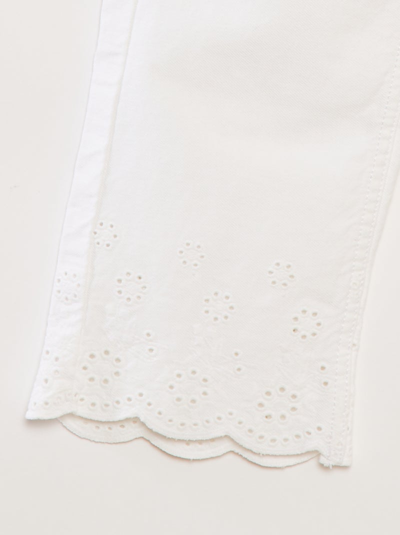 Wide leg-broek met borduursel wit - Kiabi