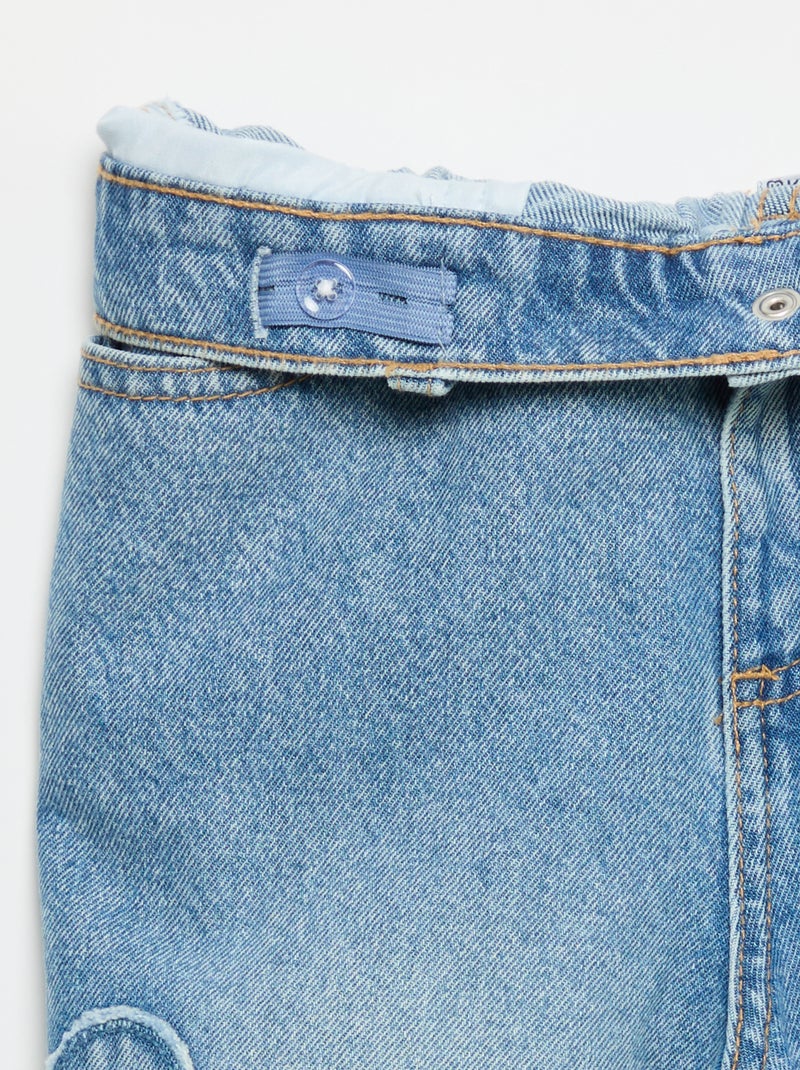 Wide leg-broek met borduurwerk Blauw - Kiabi