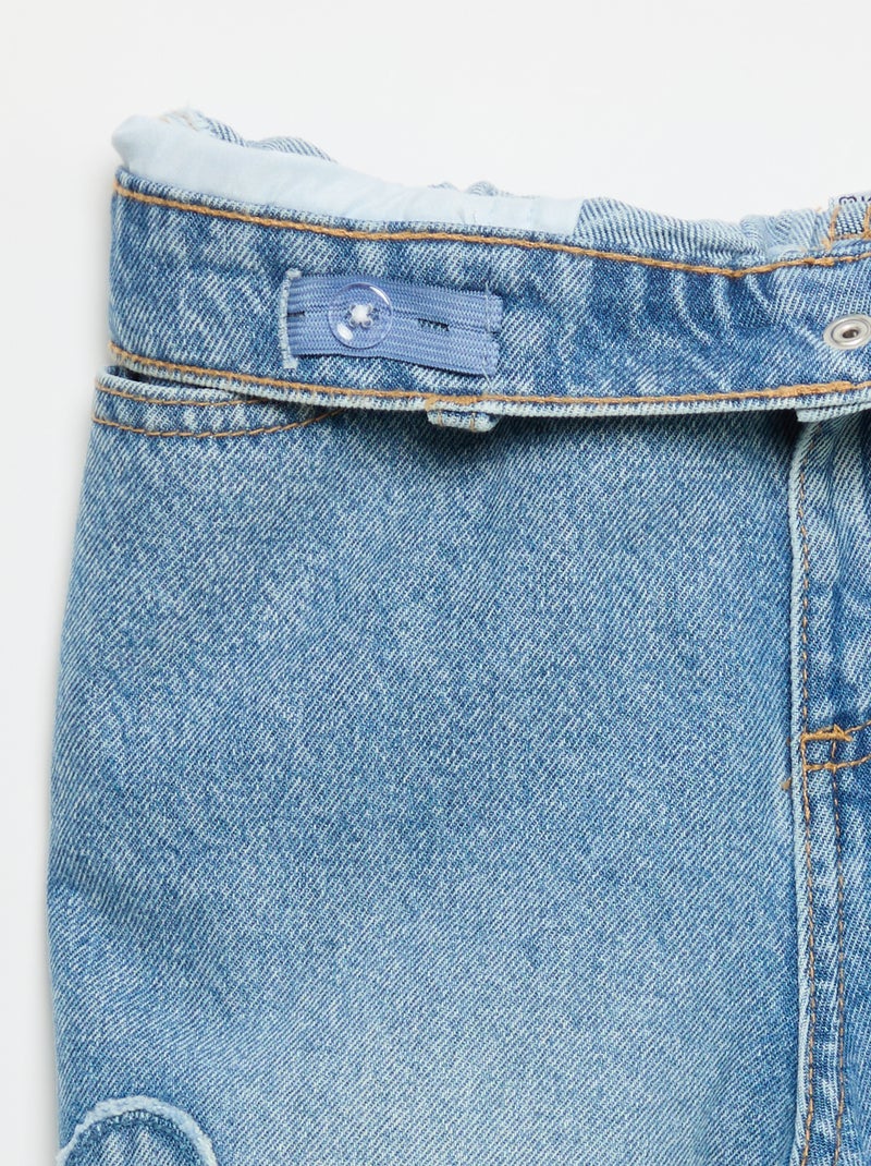 Wide leg-broek met borduurwerk Blauw - Kiabi