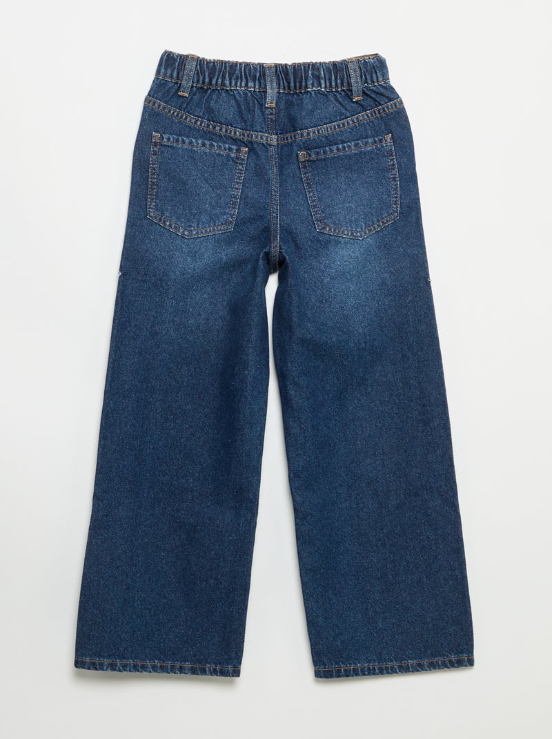 Wide leg-broek met borduurwerk Blauw - Kiabi
