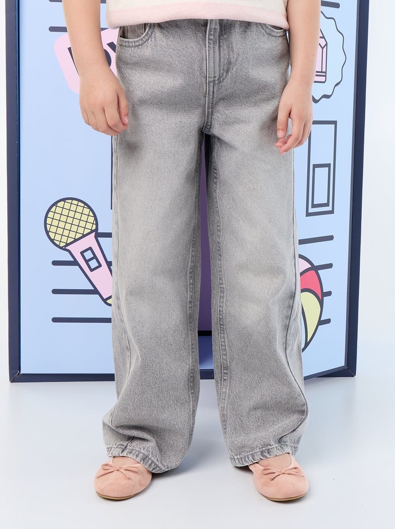 Wide leg-broek met borduurwerk Grijs - Kiabi