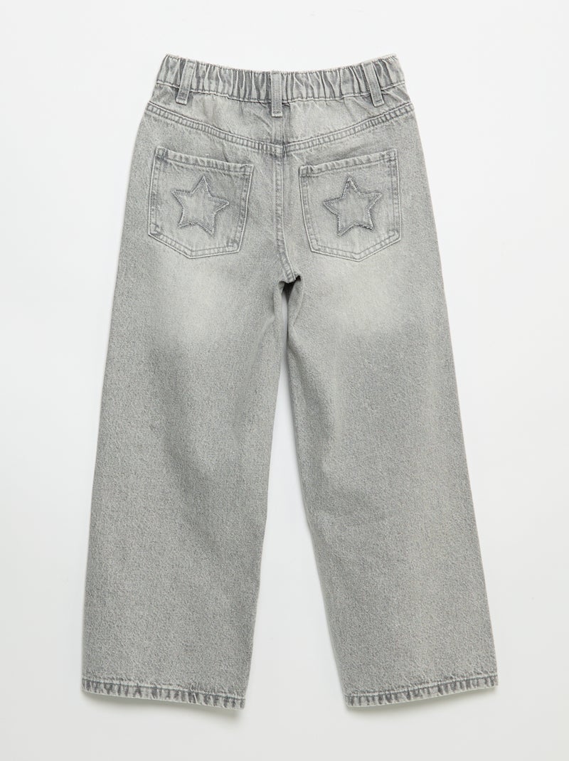 Wide leg-broek met borduurwerk Grijs - Kiabi