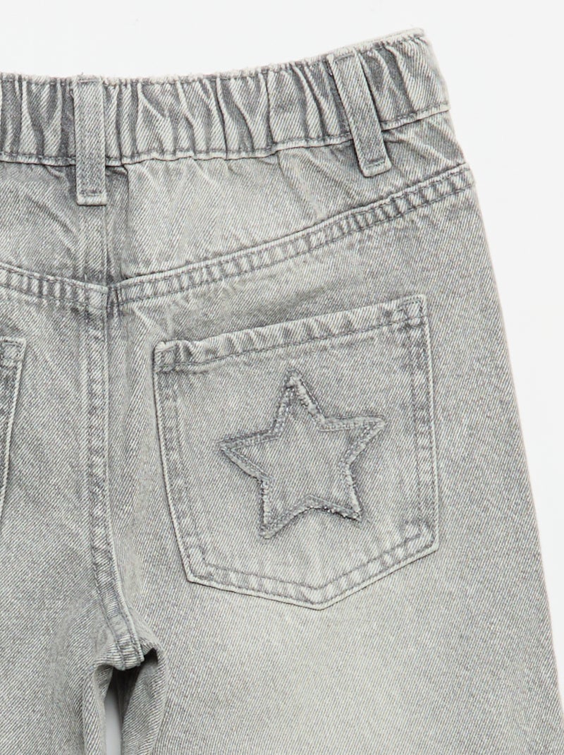 Wide leg-broek met borduurwerk Grijs - Kiabi