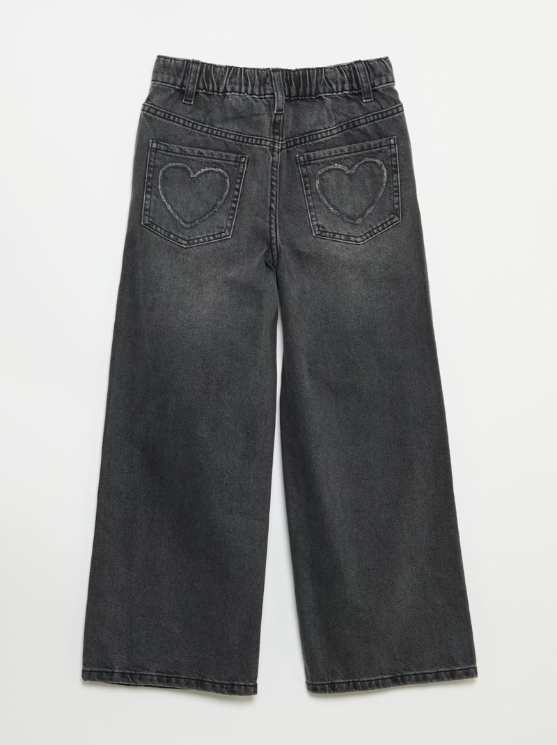Wide leg-broek met borduurwerk Grijs - Kiabi