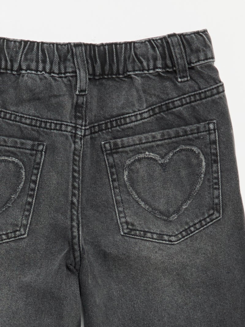 Wide leg-broek met borduurwerk Grijs - Kiabi