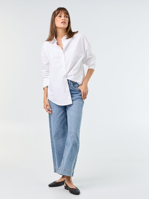 Wide leg-broek met gevlochten zakken - Kiabi