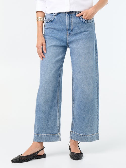 Wide leg-broek met gevlochten zakken - Kiabi