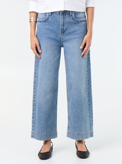 Wide leg-broek met gevlochten zakken - Kiabi