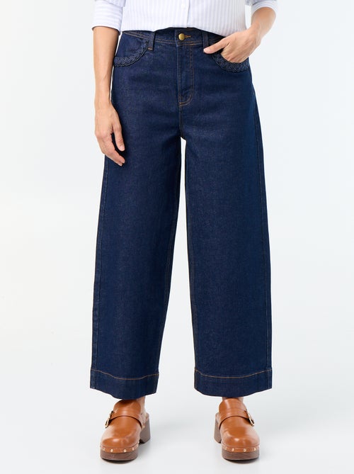 Wide leg-broek met gevlochten zakken - Kiabi