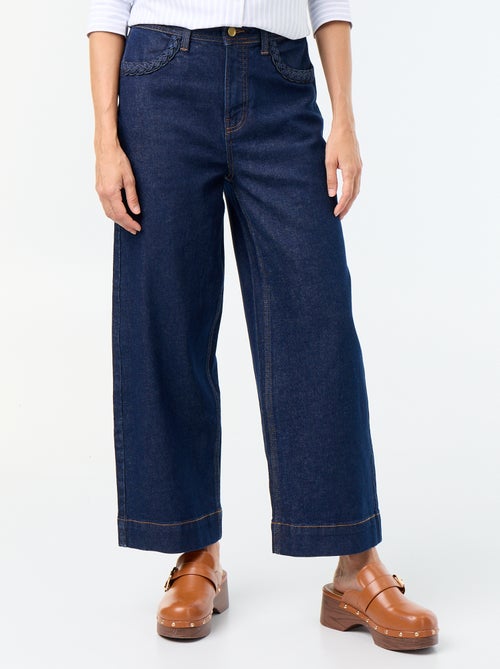Wide leg-broek met gevlochten zakken - Kiabi