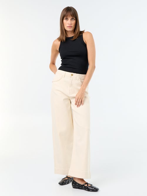 Wide leg-broek met gevlochten zakken - Kiabi