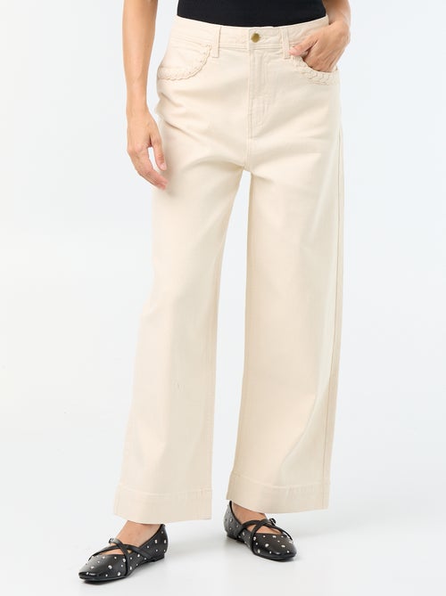 Wide leg-broek met gevlochten zakken - Kiabi