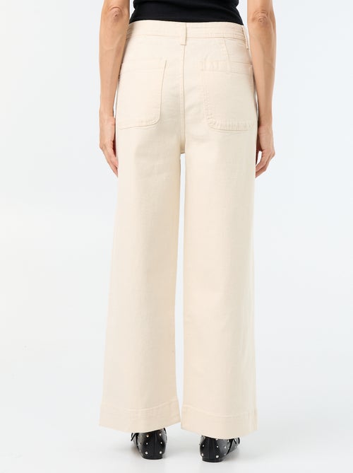 Wide leg-broek met gevlochten zakken - Kiabi