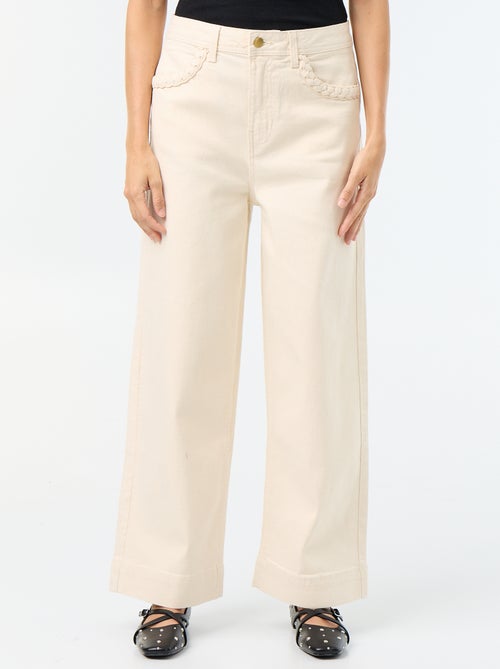 Wide leg-broek met gevlochten zakken - Kiabi