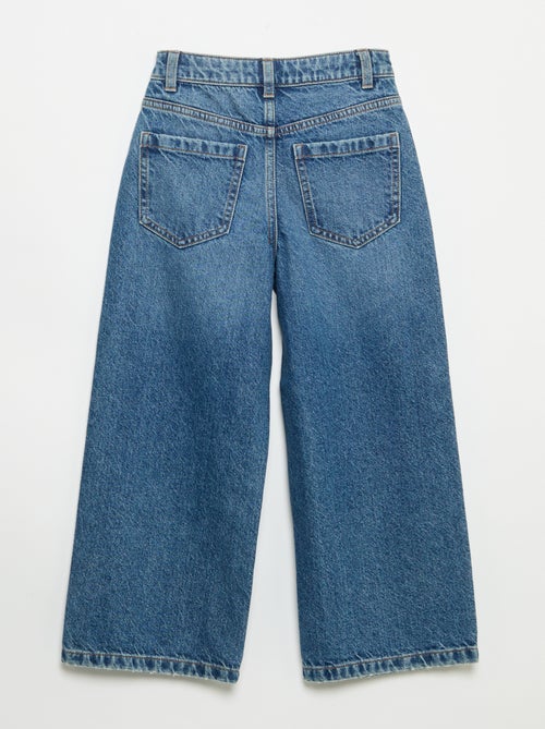 Wide leg-broek met hartjesborduurwerk - Kiabi