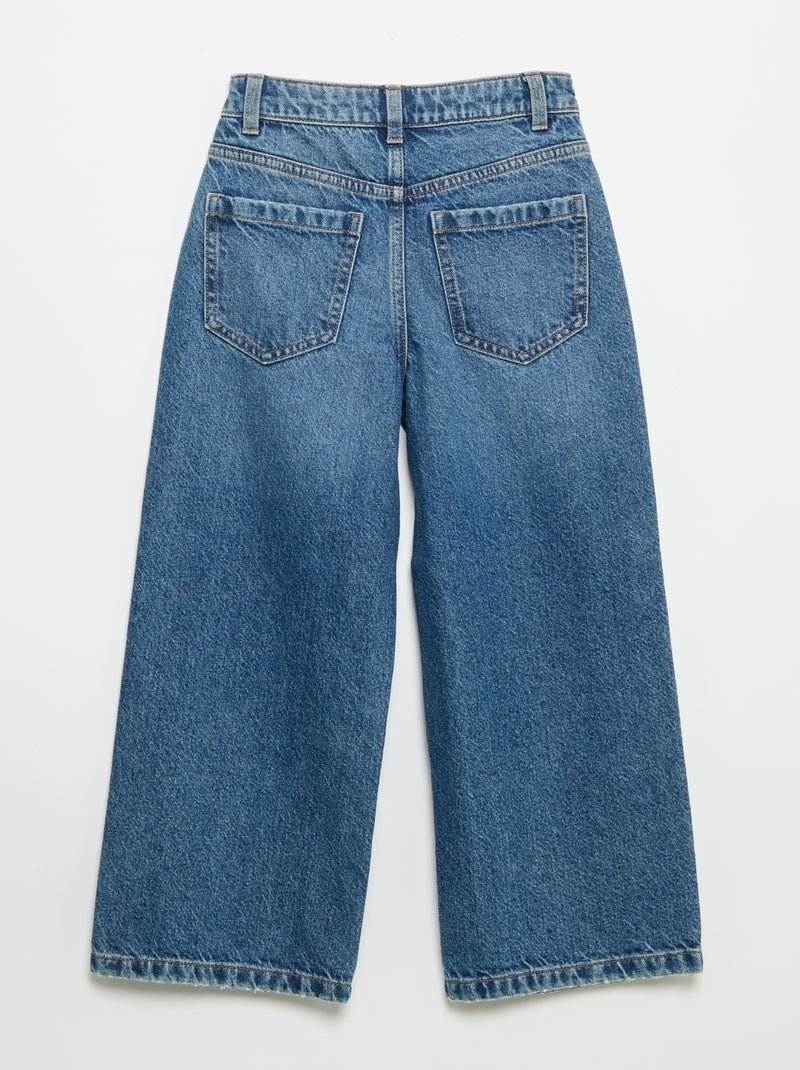 Wide leg-broek met hartjesborduurwerk Blauw - Kiabi