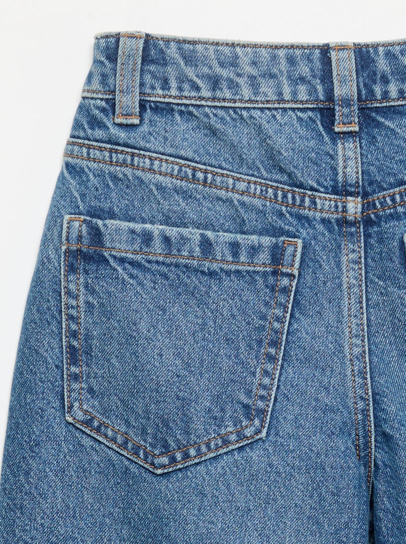 Wide leg-broek met hartjesborduurwerk Blauw - Kiabi