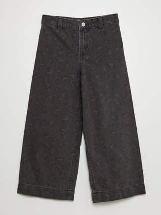 Wide leg broek met luipaardprint