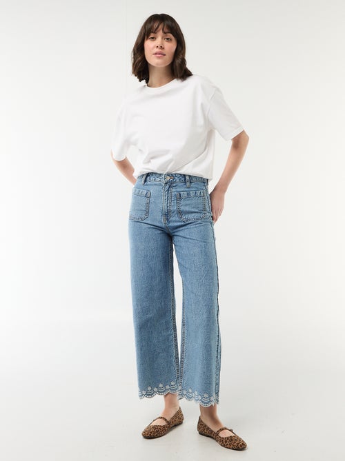 Wide leg broek met opgestikte zakken - Kiabi
