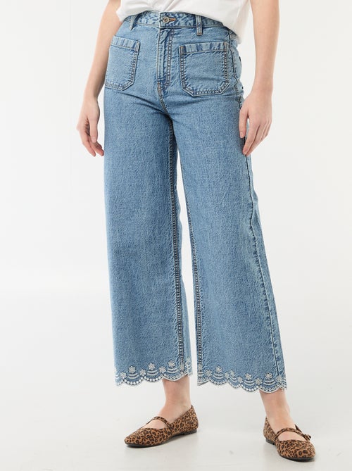 Wide leg broek met opgestikte zakken - Kiabi