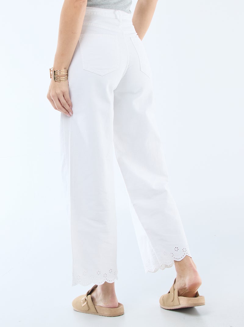 Wide leg broek met opgestikte zakken Wit - Kiabi