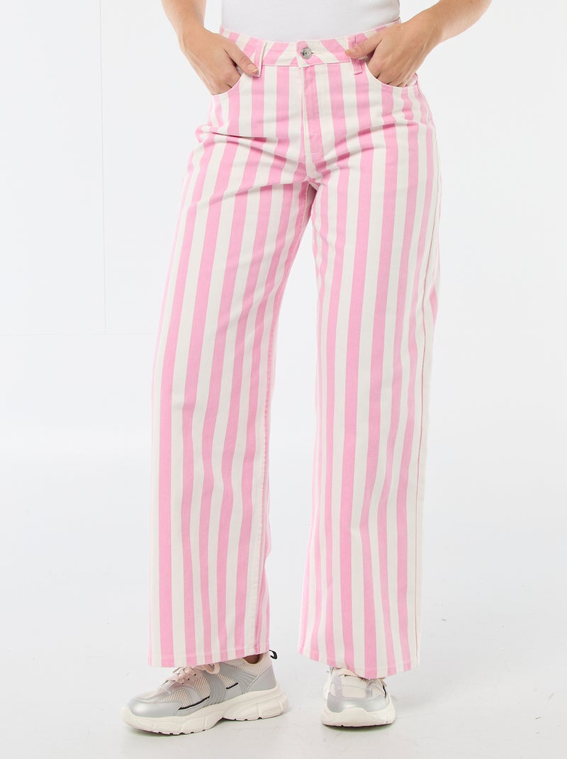 Wide leg broek met strepen Rose - Kiabi