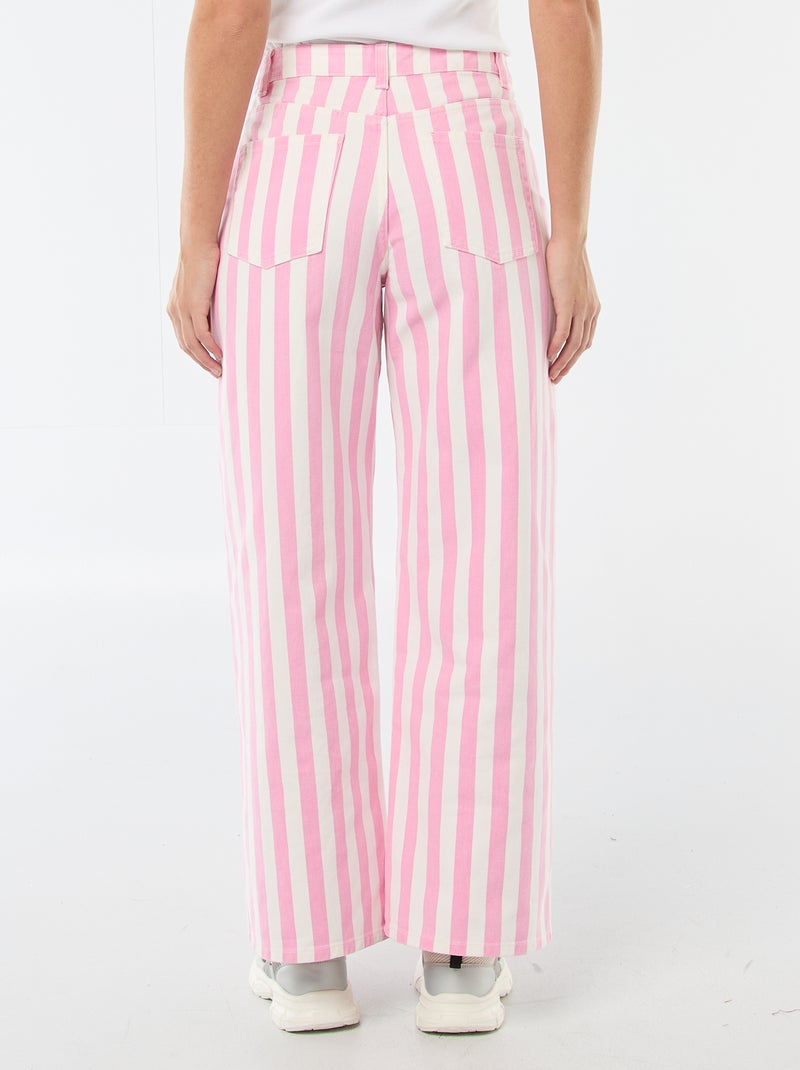 Wide leg broek met strepen Rose - Kiabi