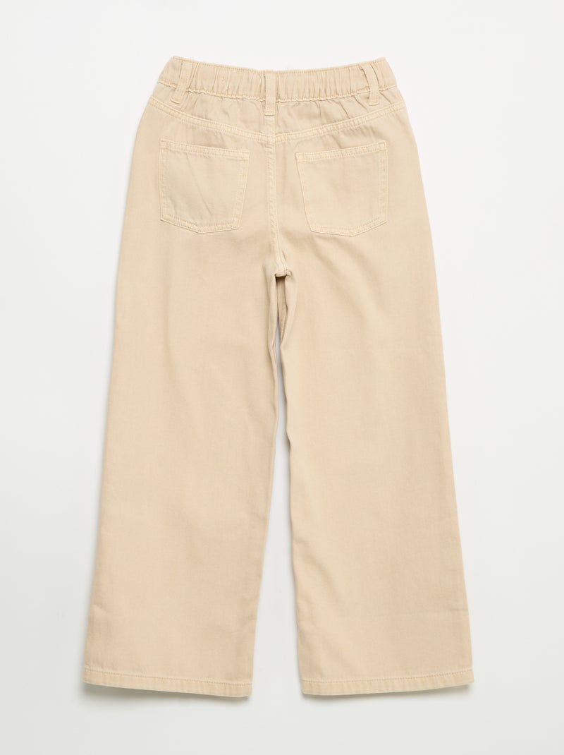 Wide leg-broek met verstelbare taille Biege - Kiabi