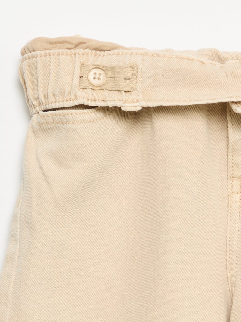 Wide leg-broek met verstelbare taille Biege - Kiabi