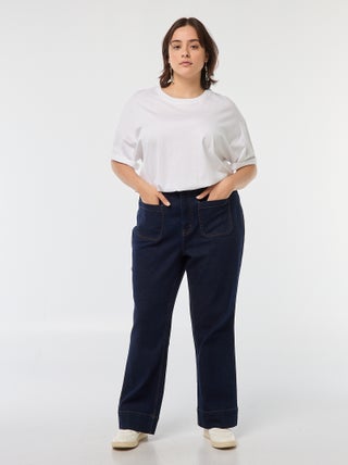 Wide leg broek van raw denim