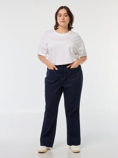 Wide leg broek van raw denim - Kiabi